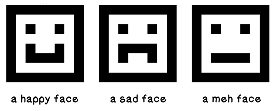 Happy, sad, and meh image targets